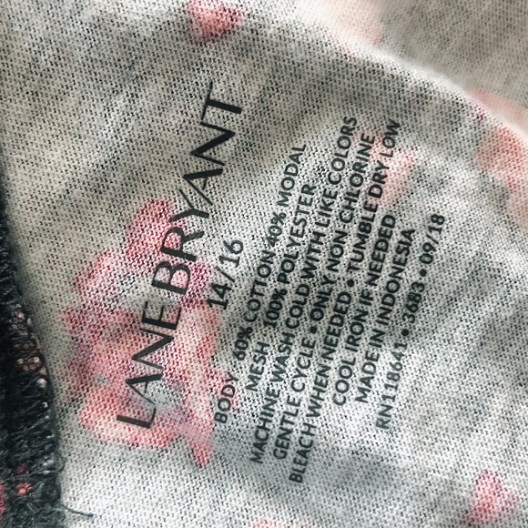 Lane Bryant Top Floral Lace Mesh Lace Trim Sweatshirt Plus Size 14/16 - Picture 6 of 7